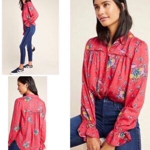 Anthro - Maeve red blouse